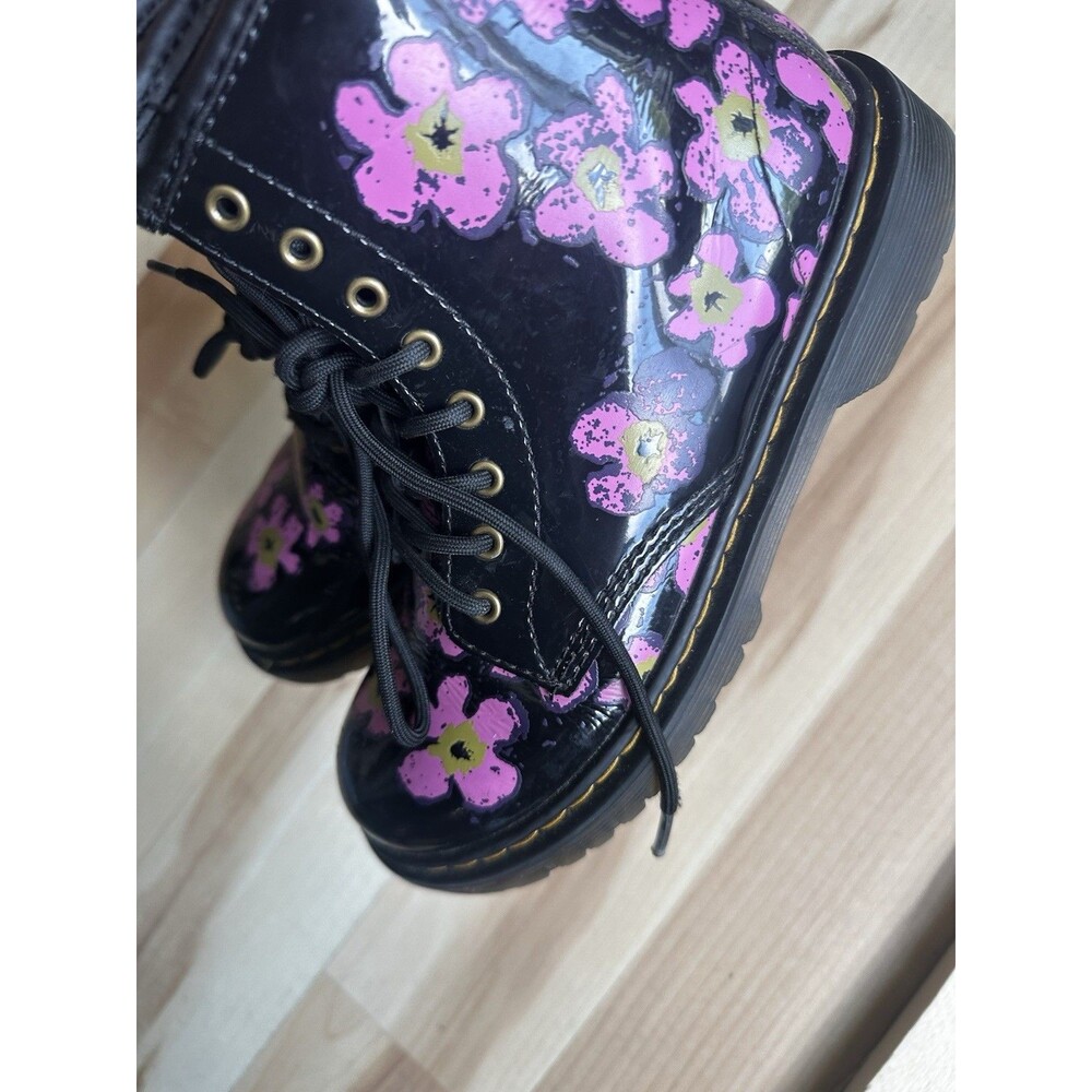 Dr. Martens 1460 J Kids Floral Patent Leather Lace-Up Zip Combat Boots US 2 - Picture 4 of 9